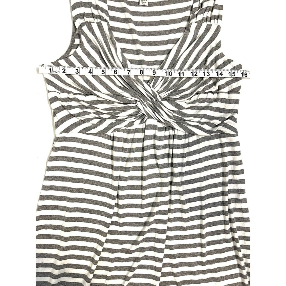 Boston Proper Dress Womens M Gray White Striped Twist Front Sleeveless Stretch - Picture 4 of 6